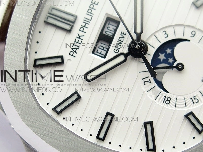 NAUTILUS 5726 SS GRF 1:1 BEST EDITION WHITE DIAL WORKING ANNUAL CALENDARON SS BRACELET A.324 V2